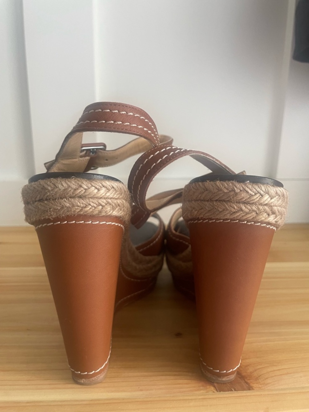 Christian Louboutin Brown Leather Platform Espadrille Sandals - Picture 3 of 5